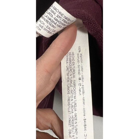 𝅺ZARA Trafuluc women's burgundy cropped sweatshirt top size Medium long sleeve - Picture 5 of 9